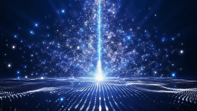 Cosmic energy blue light beam explosion stars glow abstract space sparkle background futuristic galaxy science - Powered by Adobe