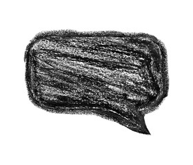 Dark Black Grunge Crayon Speech Box Texture Isolated