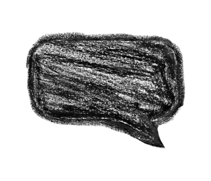 Dark Black Grunge Crayon Speech Box Texture Isolated