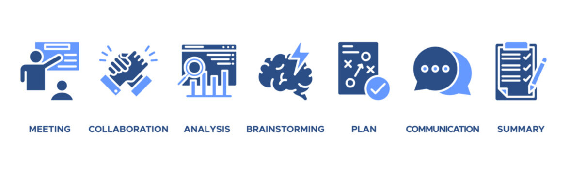 Brief banner web icon vector illustration concept for a briefing of business plan with an icon of meeting, collaboration, analysis, brainstorming, plan, communication, and summary