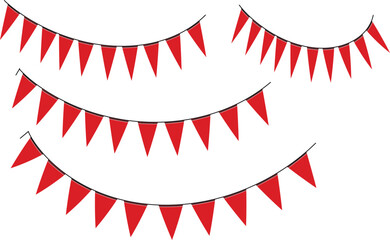 Red triangular pennant strings for festive decoration