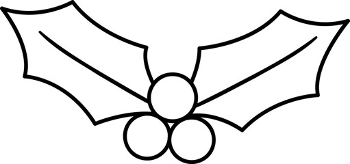 Holly Leaves and Berries Outline Clipart.
Christmas Holly Line Art Icon Set.
Holiday Winter Holly Outline with template.
Transparent background. svg.