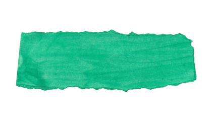 Torn Green Watercolor Paper Strip with Ripped Edges, Isolated