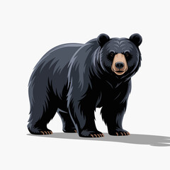 A strikingly realistic illustration of a black bear standing confidently, showcasing the beauty of wildlife and evoking a sense of strength and nature's majesty.