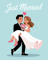 A joyful image of a couple, just married, sharing a loving moment as they celebrate together, capturing the essence of love, commitment, and happiness in a romantic setting.