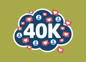 This graphic illustration showcases the achievement of reaching 40k followers on social media, highlighting modern connectivity, engagement, and the impact of online communities in a vibrant design.