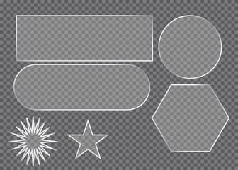 Transparent geometric glass frames set with modern clear acrylic elements.