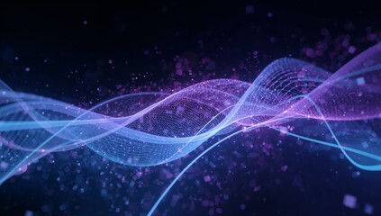 Stunning abstract network with glowing purple and blue lights creates a dynamic modern background for technology, science, or data visualization projects