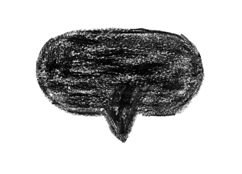 Oval Black Wax Pastel Speech Bubble Comic Texture Sketch