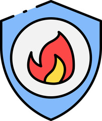 Shield with Fire Emblem Symbol of Protection Against Threats and Hazards