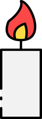 Vibrant vector illustration of a simple lit candle icon representing warmth, light, and solemn occasions in a clean graphic design style