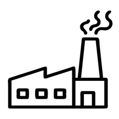 A clean line art icon of a factory building-with background