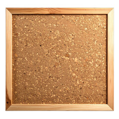Fototapeta premium Square cork bulletin board with a light wooden frame against a black background.
