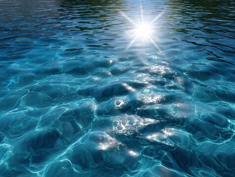 Rippled blue water reflecting sunlight creating sparkling undulating patterns