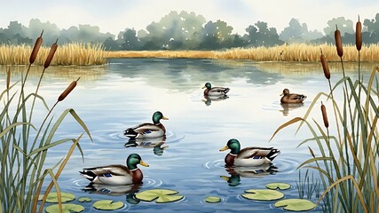 Ducks on a pond