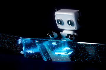 3D robot facing light wave data stream