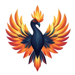 Obraz premium Fiery Phoenix Bird with Orange and Yellow Flames fire photo