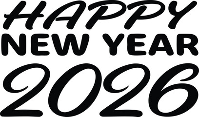 Happy new year 2026 text in a stylish font