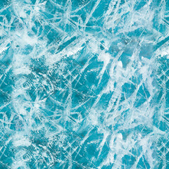 Seamless pattern of abstract white stripes on blue creative hand painted background, brush texture, acrylic painting.