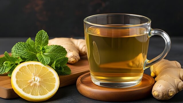 Refreshing Ginger Lemon Tea with Fresh Mint and Natural Ingredients ginger tea