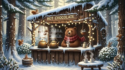 Cozy winter hot chocolate stand