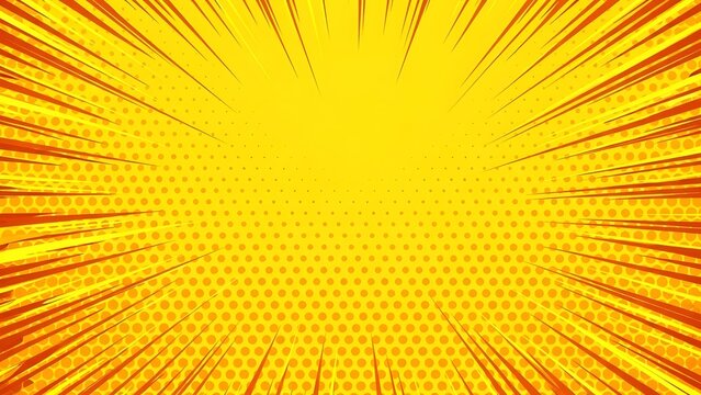 Vibrant yellow and red comic book style radial burst background