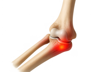 Human elbow joint experiencing pain and inflammation, medical concept of arthritis or injury, anatomical illustration