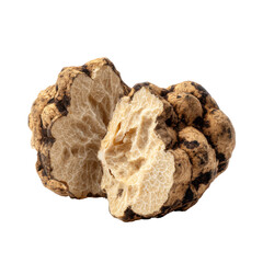 Culinary Treasure: Two halves of a coveted truffle, showcasing its unique texture and aroma, a gourmet delight.