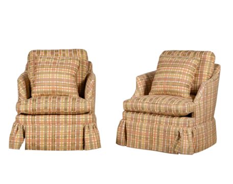 Pair of Plaid Armchairs, Upholstered Furniture Decor