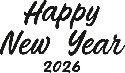 Happy new year 2026 handwritten text with a festive feel