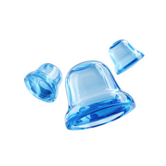 Cupping Therapy Tools: These transparent blue cupping therapy tools, essential for traditional therapeutic practices, are showcased, their distinctive shape promising potential relief.