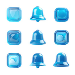 Notification Icons: A modern, eye-catching collection of stylish, clean, and glossy icons representing essential notifications, perfect for digital interfaces.