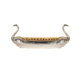 Ornate Silver Swan Serving Dish, Elegant Table Decor