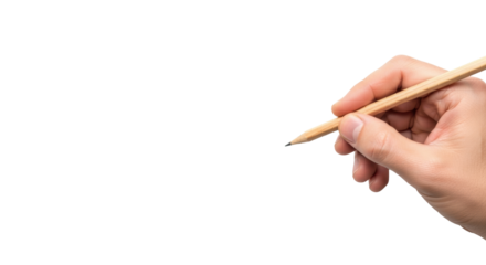 Adult hand uses sleek wooden pencil to mark green checkmark in black checkbox on a transparent minimalist background, soft high-key lighting, concept of business validation
