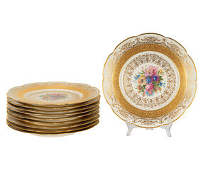 Elegant Gold Floral Dinner Plates Set