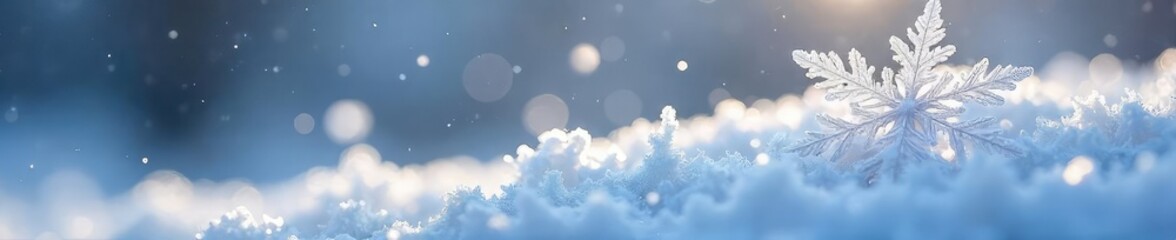 Intricate, delicate snowflakes cascade onto a pristine, snow-covered surface, glistening under soft, winter light A mesmerizing display of nature's artistry , pattern, delicate, christmas