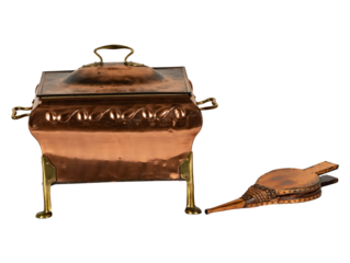 Antique Copper Chafing Dish & Fireplace Bellows