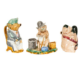 Antique Pig Figurines: Ceramic Character Jugs Collection