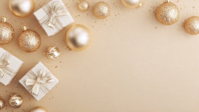 Minimalist Beige Holiday Flat Lay with Soft Lighting