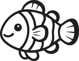 A charming cartoon clownfish, rendered in a clean, minimalist style. It embodies simplicity and clarity, emphasizing the endearing characteristics of the aquatic creature.
