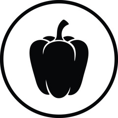 Silhouette bell pepper in circle organic agriculture vector Illustrator
