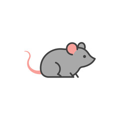 Whimsical gray mouse with a pink tail
