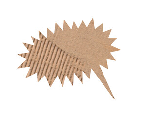 Torn Corrugated Cardboard Texture Speech Bubble Isolated