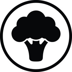 Silhouette broccoli vegetable icon inside circle vector Illustrator