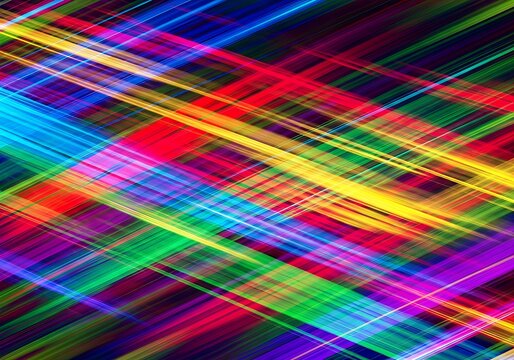 Vibrant Abstract Light Trails Background with Intersecting Colorful Lines, Dynamic Motion and Energy for Modern Technology and Party Designs.