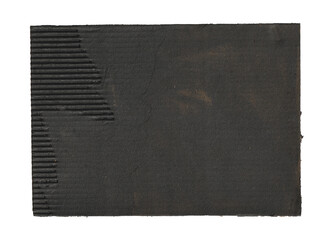 Torn Black Corrugated Cardboard with Exposed Inner Layer Texture
