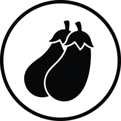 Silhouette Eggplant pair in circle frame vector Illustrator