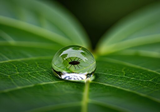 Raindrop Reflecting Soft Insect Silhouette