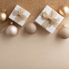 Clean Beige Christmas Workspace Background