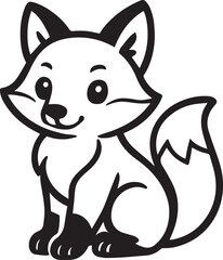 An adorable cartoon fox with a smiling expression, rendered in a simple and charming style, ready to brighten any design.